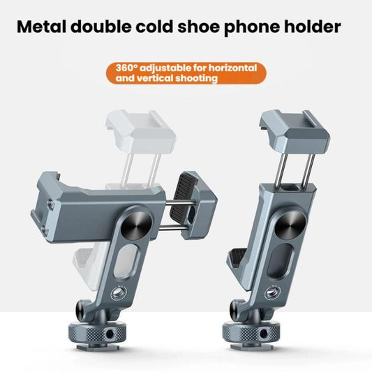 VRIG PH-18 Aluminum Alloy Dual-Head Cold Shoe Phone Mount With Dual 1/4 inch Screw Holes For Horizontal/Vertical Tilting Shooting - Stand by VRIG | Online Shopping UK | buy2fix