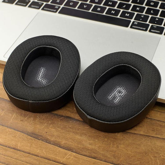 For JBL E55BT 1pair Replacement Earpads Protein Leather & Soccer-Inspired Mesh Combo Ear Cushions(Black) - Earmuff & Pad by buy2fix | Online Shopping UK | buy2fix