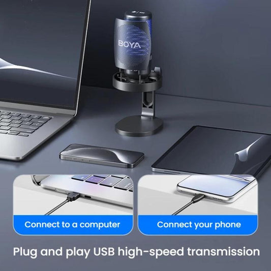 BOYA K3 Desk Condenser Microphone Computer Phone Recording Video Live Receiving Noise Reduction USB Mic - Microphone by BOYA | Online Shopping UK | buy2fix