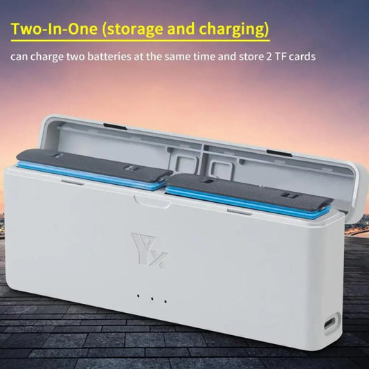 For Insta360 X4 YX 2-Slot Intelligent Charger Battery Charging Hub Storage Case(Gray) - Others by YX | Online Shopping UK | buy2fix