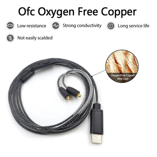 Inline Control 1.2m Type-C To MMCX Interface Headphone Plug Cable For Shure SE215 / SE315 / SE425 / SE535 / SE846 - Headset Accessories by buy2fix | Online Shopping UK | buy2fix