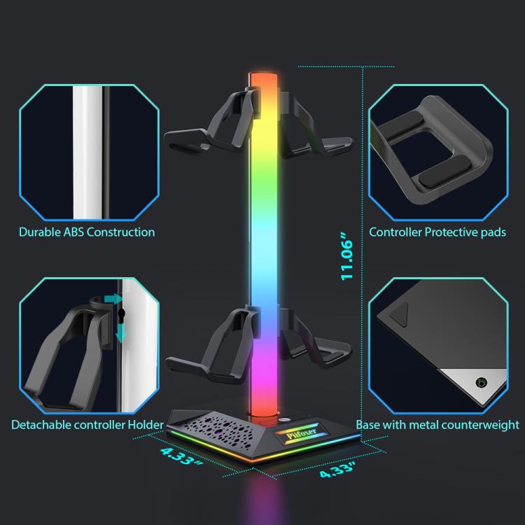 Piifoxer RGB Luminous Headphone Stand Handle Display Stand Charging Expansion Port, Specification: USB 2.0+Type-C(Pink) - Holder by Piifoxer | Online Shopping UK | buy2fix