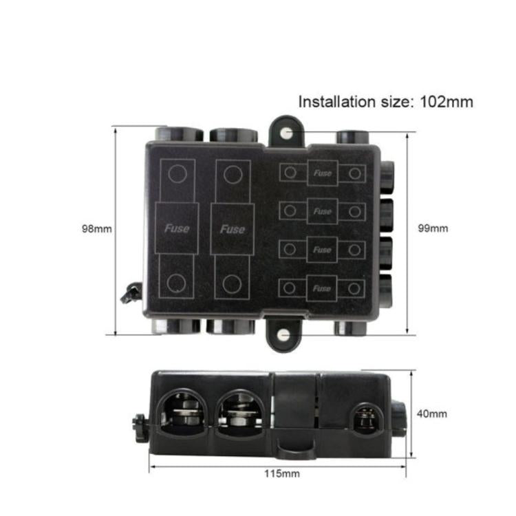 6-Way Automotive Fuse Block Box, 2-500A 32V DC, with 2 Input and 4 Output Terminals Black - Fuse by buy2fix | Online Shopping UK | buy2fix