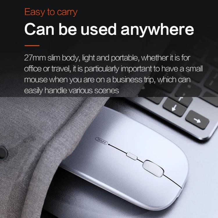 Inphic M1 PRO Wireless Bluetooth Tri-mode Rechargeable Mute Mouse With Battery Level Display(Gray) - Wireless Mice by Inphic | Online Shopping UK | buy2fix