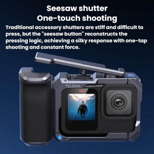 TELESIN Camera Grip Kit For GoPro HERO9 Black / HERO10 Black / HERO11 Black / HERO12 Black / HERO13 Black, Spec: Without Camera Cage - Protective Frame by TELESIN | Online Shopping UK | buy2fix