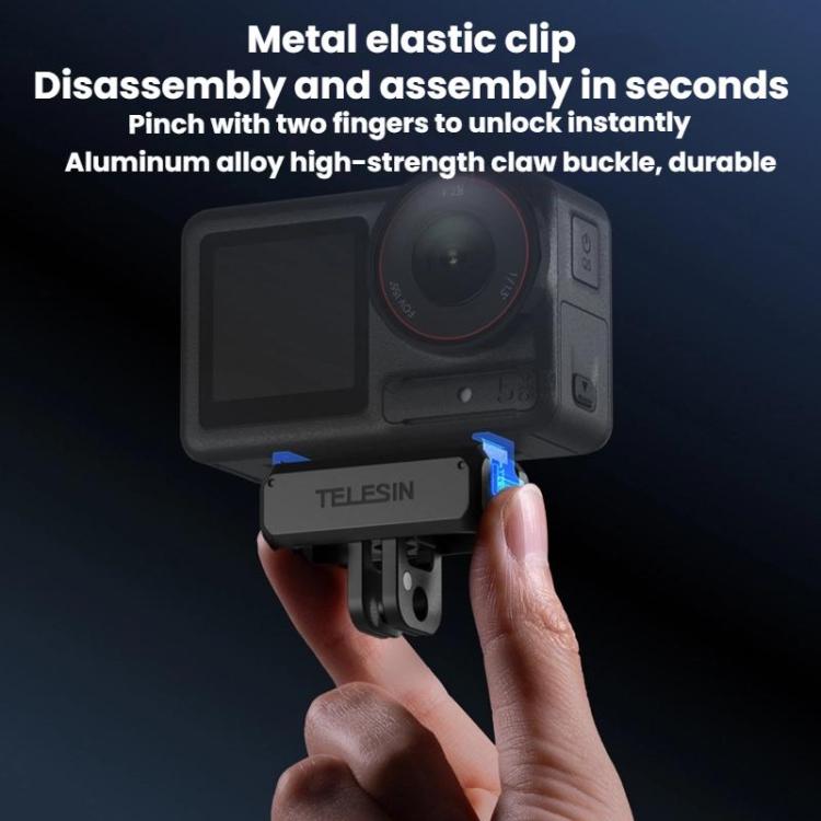 For DJI Osmo Action 3 / 4 / 5 Pro TELESIN Magnetic Adapter Mount(Black) - Mount & Holder by TELESIN | Online Shopping UK | buy2fix