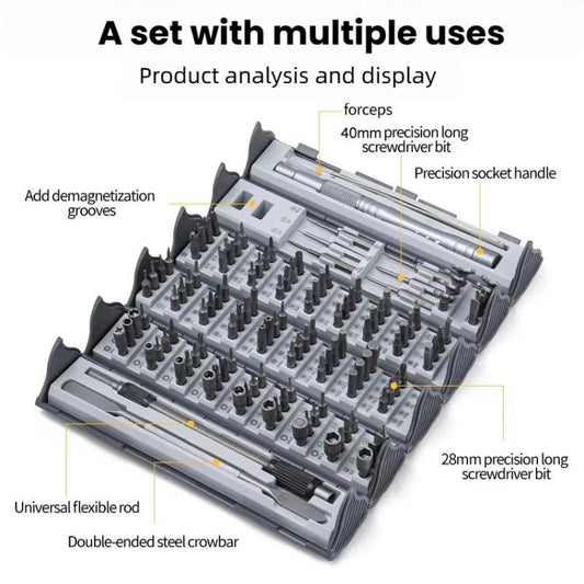 128-In-1 Precision Screwdriver Set With Roll-Up Case Magnetic Repair Tool Kit - Screwdriver Set by buy2fix | Online Shopping UK | buy2fix