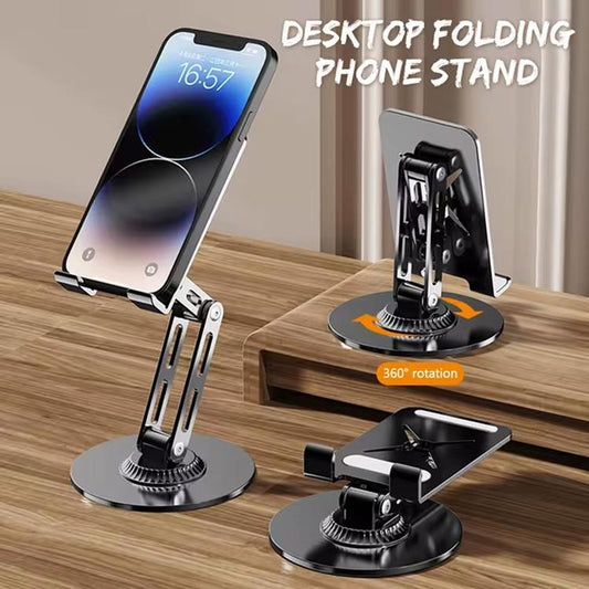 Dual-Fold Phone Tablet Stand Full Metal 360-degree Rotation Desktop Holder with 3-Axis Adjustable Arm(Silver) - Desktop Holder by buy2fix | Online Shopping UK | buy2fix