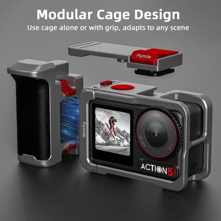 Flymile Street Shooting Handle Kit for DJI Osmo Action 5 Pro/4/3 Action Camera Aluminum Expansion Cage(Metal Color) - Protection Frame by Flymile | Online Shopping UK | buy2fix