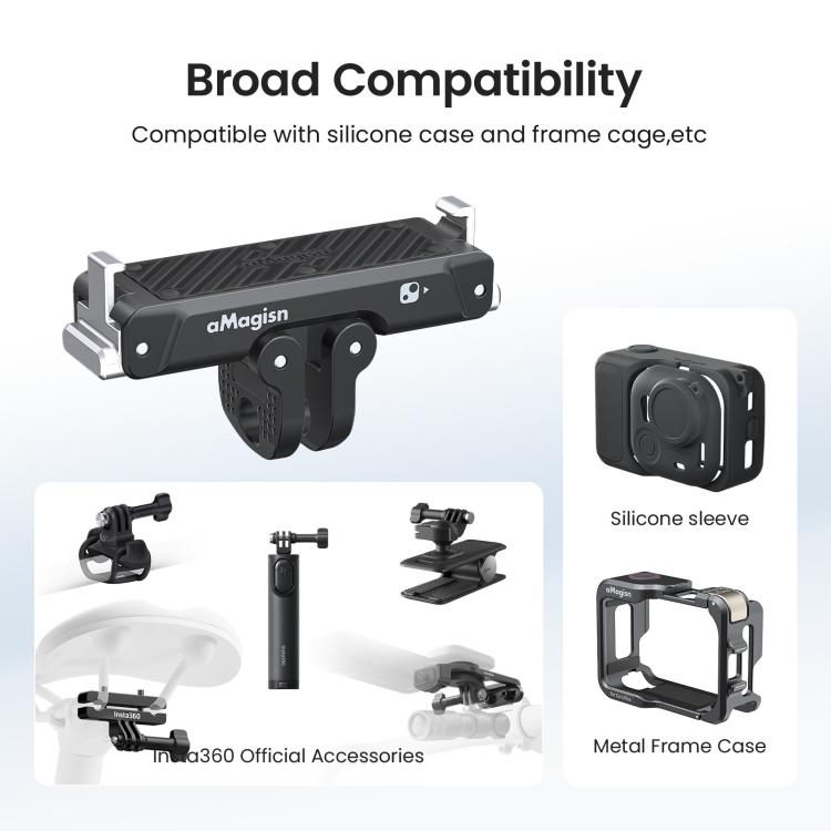 For Insta360 Go Ultra Camera aMagisn Metal Quick Release Magnetic Adapter With 1/4-inch Threaded Hol(Black) - Mount & Holder by aMagisn | Online Shopping UK | buy2fix