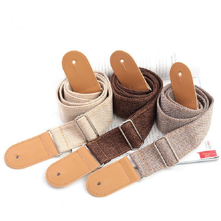 Cotton Linen Guitar Studs Strap Diagonal Shoulder Strap Musical Instrument Accessories(Beige) - String Instrument Accessories by buy2fix | Online Shopping UK | buy2fix