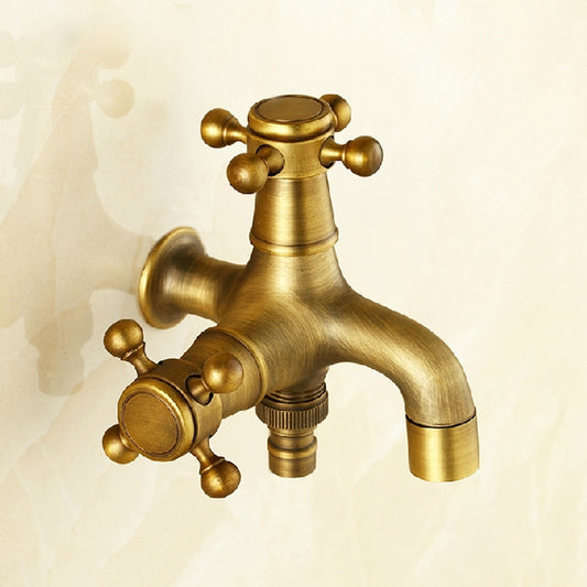 Copper Antique Washing Machine Faucet one Point two Pairs Single Cold 4 Points Faucet by buy2fix