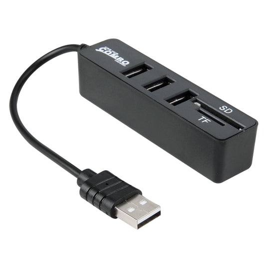 2 in 1 USB 2.0 480Mbps 3 Ports HUB COMBO + Micro SD / T-FLASH SD / SDHC / SDXC Card Reader for Windows XP / Vista / 8.1 / 7 / 8, MAC, etc(Black) - USB 2.0 HUB by buy2fix | Online Shopping UK | buy2fix