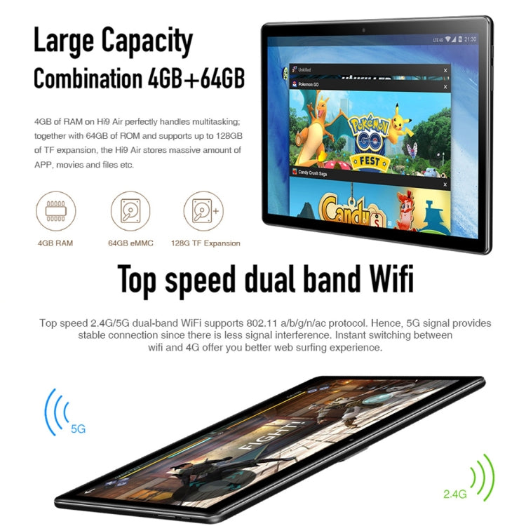 CHUWI Hi9 Air Phone Call Tablet PC, 10.1 inch, 4GB+64GB, Android 8.0, MTK (Helio X27) Deca Core up to 2.1GHz, Support OTG, FM, Bluetooth, Dual Band WiFi, Network: 4G(Black) - CHUWI by CHUWI | Online Shopping UK | buy2fix