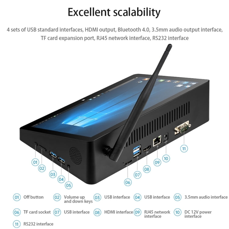 PiPo H10PRO All-in-One Mini PC, 10.1 inch, 16GB+128GB, Windows 11 Intel Alder Lake N100 Quad Core, US Plug(Black) - PiPO by PiPo | Online Shopping UK | buy2fix