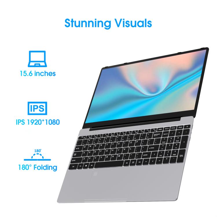 N5095 15.6 inch Laptop, 16GB+512GB, Windows 11 Intel Celeron N5095 Quad Core, Support Fingerprint Unlock, AU Plug (Silver) - Others by buy2fix | Online Shopping UK | buy2fix