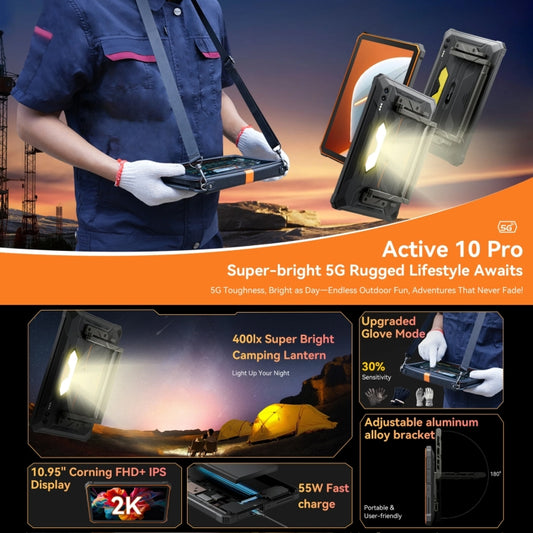 Blackview Active 10 Pro 5G Rugged Tablet, 12GB+512GB, 10.95 inch Android 14 Dimensity 7300 Octa Core, Global Version with Google Play (Black) - Blackview by Blackview | Online Shopping UK | buy2fix