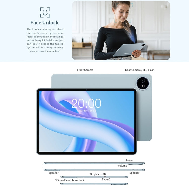 Teclast M50 Plus 4G LTE Tablet PC 10.1 inch, 6GB+128GB, Android 14 MediaTek Helio G85 Octa Core, Support Dual SIM - TECLAST by TECLAST | Online Shopping UK | buy2fix