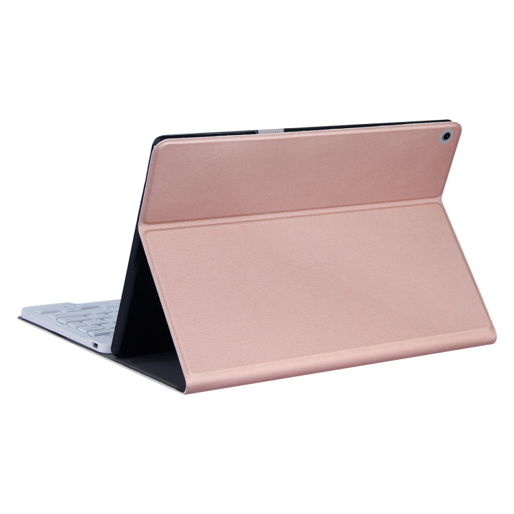 DY-M10ReL-S 2 in 1 Removable Bluetooth Keyboard + Protective Leather Tablet Case with Backlight & Holder for Lenovo Tab M10 FHD REL(Rose Gold) by buy2fix