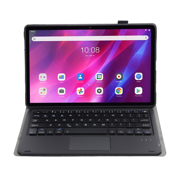 AK10-A 2 in 1 Detachable Bluetooth Keyboard + Lambskin Texture TPU Protective Leather Tablet Case with Touchpad & Holder for Lenovo Qitian K10 TB-X6C6X(Black) - Lenovo Keyboard by buy2fix | Online Shopping UK | buy2fix