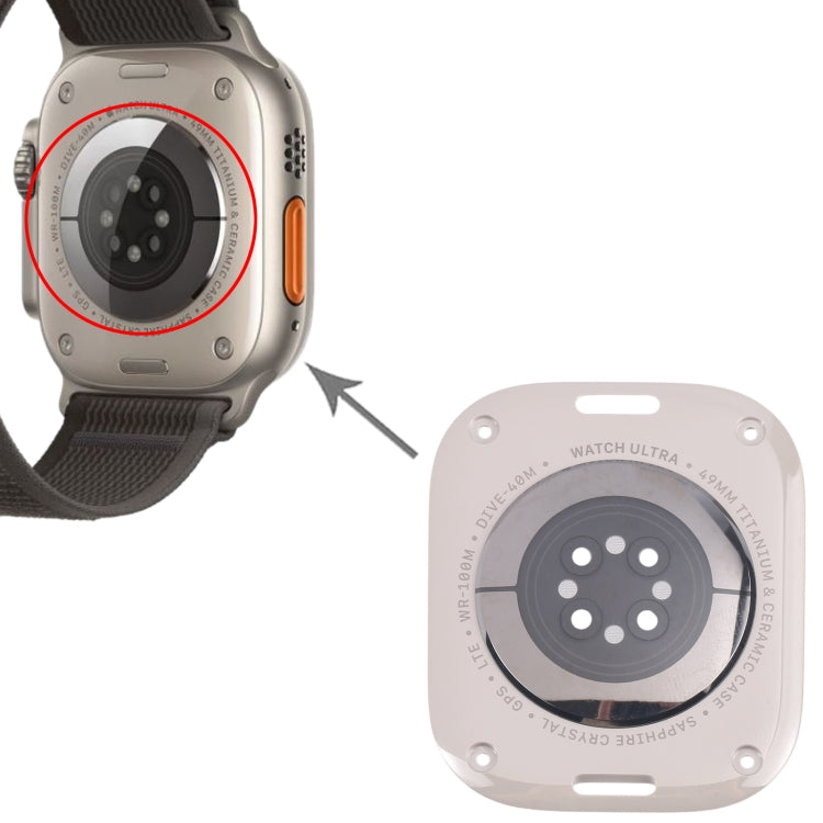 For Apple Watch Ultra 2 49mm A2986 A2987 LTE Version Glass Back Cover(Titanium Gray) - Back Cover by buy2fix | Online Shopping UK | buy2fix