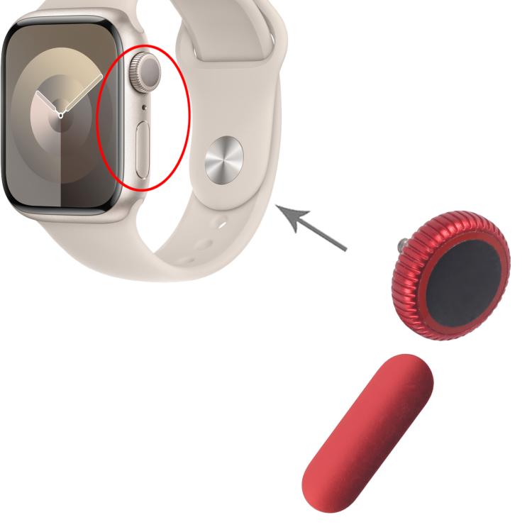 For Apple Watch Series 9 41mm / 45mm GPS Version Watch Crown Nut / Power Button Set (Red) - Other Parts by buy2fix | Online Shopping UK | buy2fix