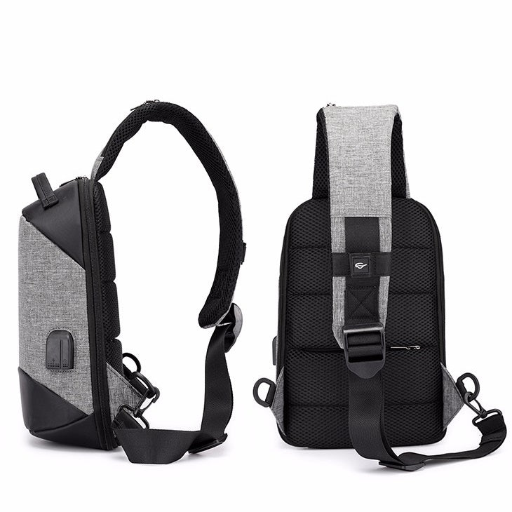 Multi-Function Oxford Portable Casual Single Shoulder Bag with Earphone Line Hole & USB Charging (Purple) by buy2fix