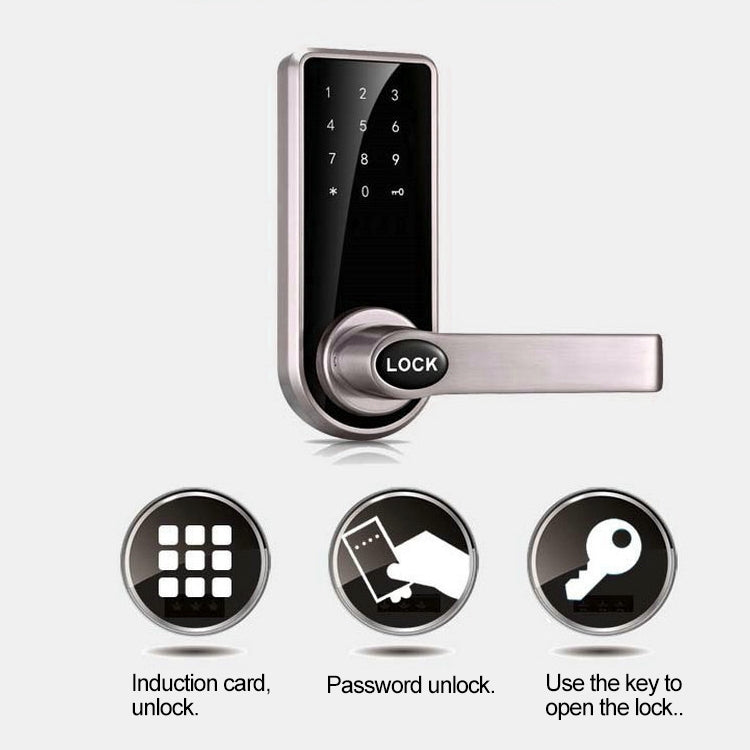 OS8818 Password + Key + Sensor Card Zinc Alloy Electronic Door Lock Touch Screen Electronic Code Lock - Door Lock by buy2fix | Online Shopping UK | buy2fix