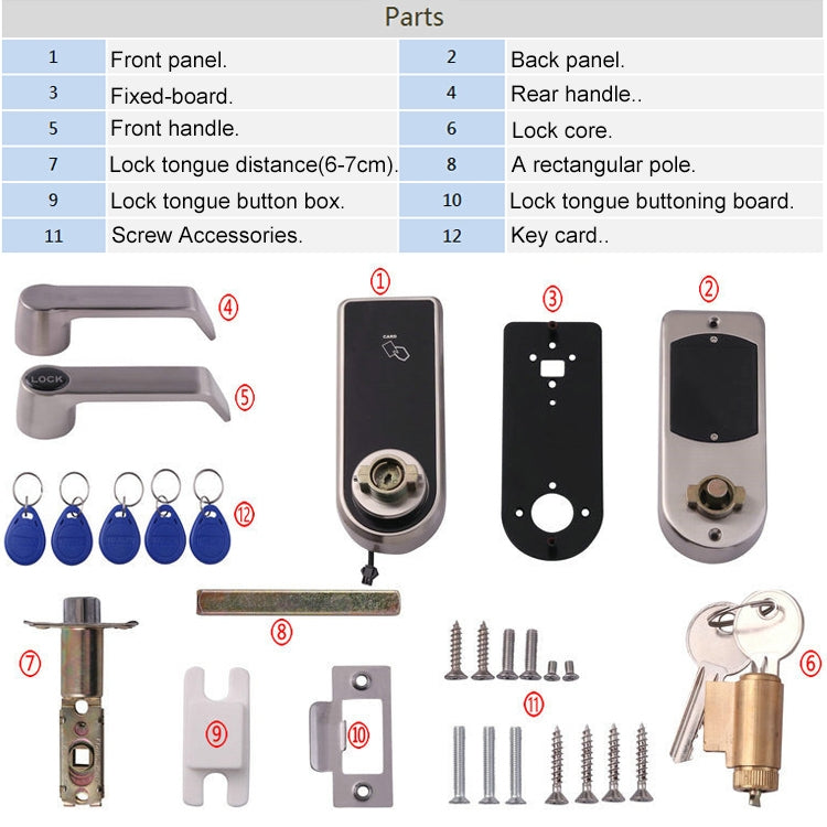 OS8818 Password + Key + Sensor Card Zinc Alloy Electronic Door Lock Touch Screen Electronic Code Lock - Door Lock by buy2fix | Online Shopping UK | buy2fix