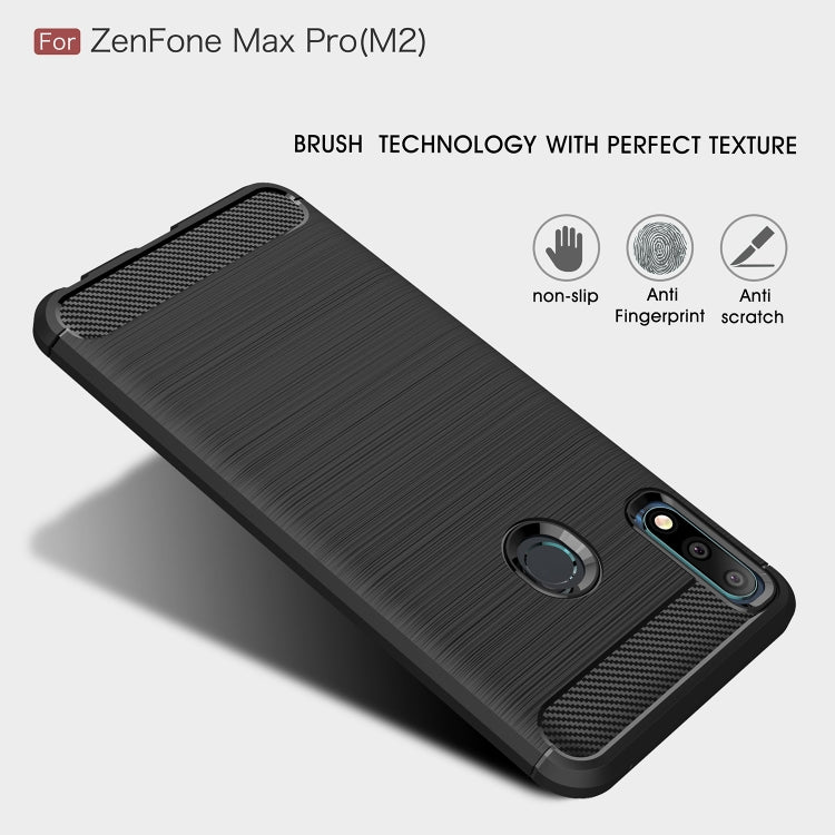 Brushed Texture Carbon Fiber Shockproof TPU Case for ASUS Zenfone Max Pro(M2) (Red) - ASUS Cases by buy2fix | Online Shopping UK | buy2fix