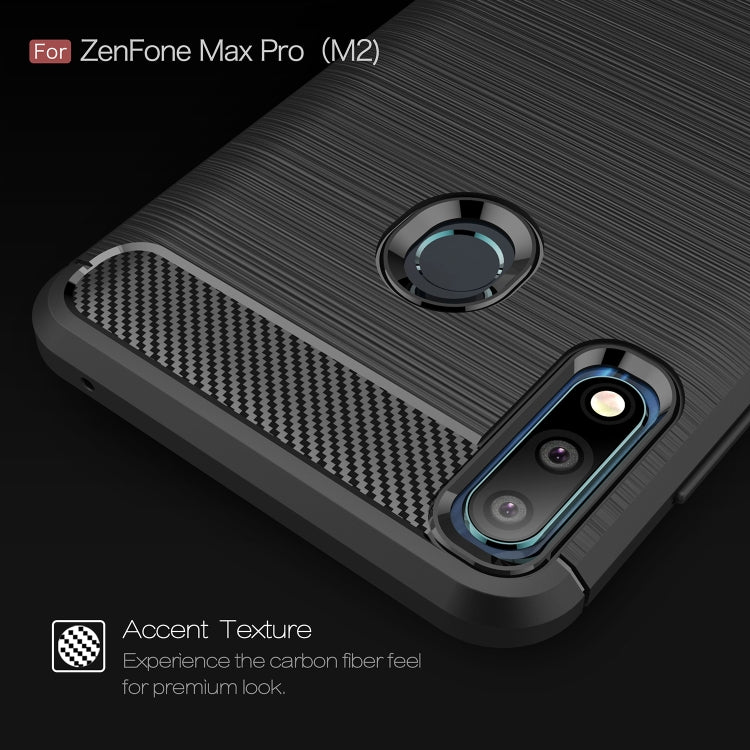 Brushed Texture Carbon Fiber Shockproof TPU Case for ASUS Zenfone Max Pro(M2) (Red) - ASUS Cases by buy2fix | Online Shopping UK | buy2fix