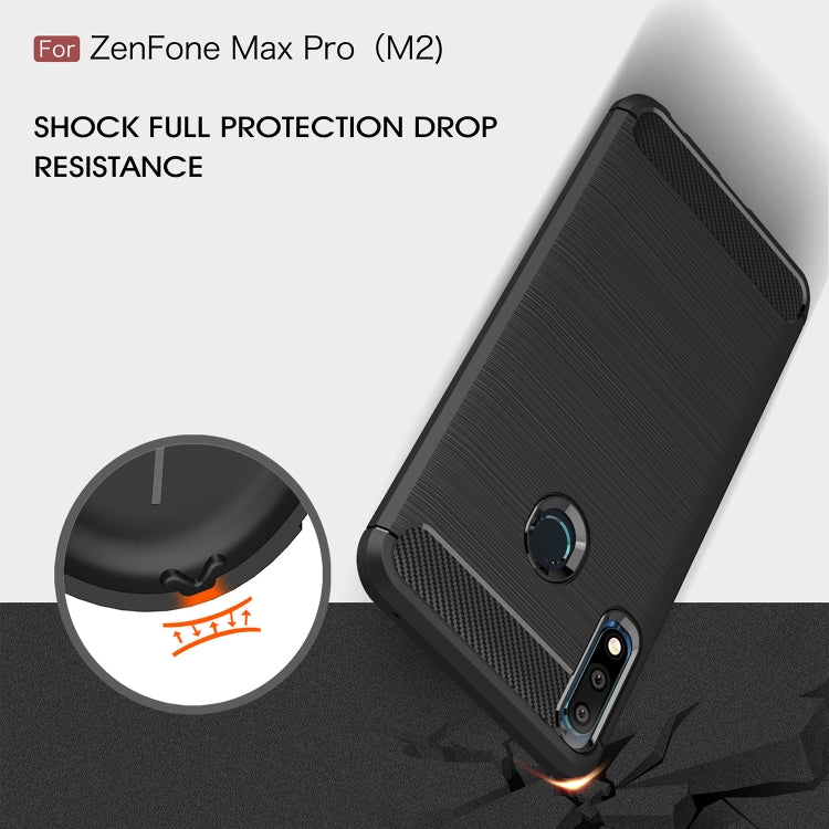 Brushed Texture Carbon Fiber Shockproof TPU Case for ASUS Zenfone Max Pro(M2) (Red) - ASUS Cases by buy2fix | Online Shopping UK | buy2fix