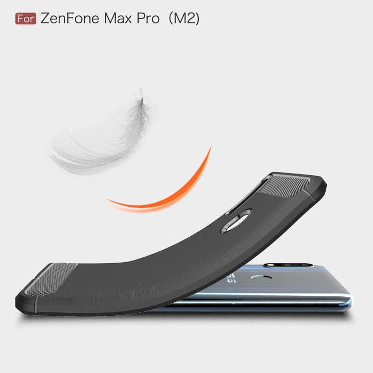 Brushed Texture Carbon Fiber Shockproof TPU Case for ASUS Zenfone Max Pro(M2) (Red) - ASUS Cases by buy2fix | Online Shopping UK | buy2fix