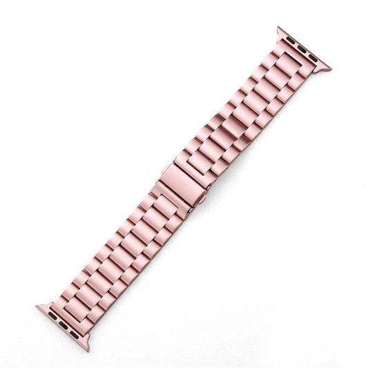 For Apple Watch Series 10 42mm / 9&8&7 41mm / SE 3&SE 2&6&SE&5&4 40mm / 3&2&1 38mm Fold Buckle 3 Beads Stainless Steel Watch Band (Pink) by buy2fix