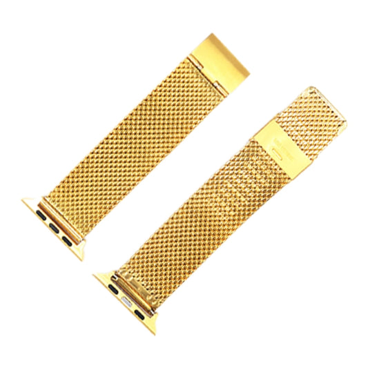 304 Stainless Steel Milanese Watch Band with Connector For Apple Watch Series 10 42mm / 9&8&7 41mm / SE 3&SE 2&6&SE&5&4 40mm / 3&2&1 38mm(Gold) - Watch Bands by buy2fix | Online Shopping UK | buy2fix