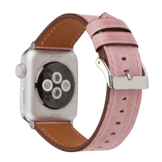 For Apple Watch Series 10 42mm / 9&8&7 41mm / SE 3&SE 2&6&SE&5&4 40mm / 3&2&1 38mm Fresh Style Genuine Leather Watch Band(Pink) by buy2fix
