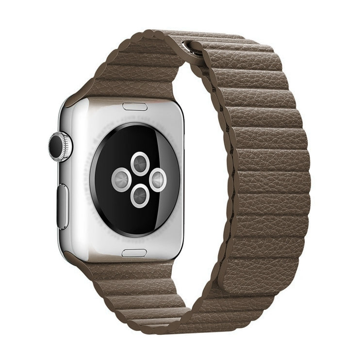 For Apple Watch 42mm Loop Magnetic Closure Clasp PU Leather Watch Band(Brown) - Watch Bands by buy2fix | Online Shopping UK | buy2fix