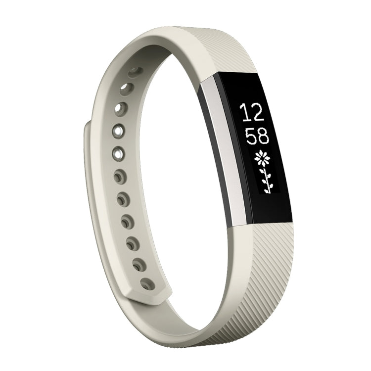 For Fitbit Alta Watch Oblique Texture Silicone Watchband, Large Size, Length: about 22cm(Beige) - Watch Bands by buy2fix | Online Shopping UK | buy2fix
