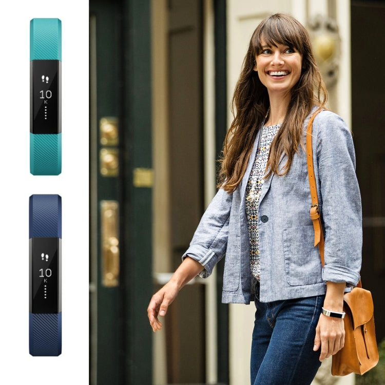 For Fitbit Alta Watch Oblique Texture Silicone Watchband, Large Size, Length: about 22cm(Blue) - Watch Bands by buy2fix | Online Shopping UK | buy2fix