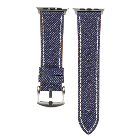 For Apple Watch Ultra 49mm&Watch Ultra 2 49mm / Series 10 46mm / 9&8&7 45mm / SE 3&SE 2&6&SE&5&4 44mm / 3&2&1 42mm Simple Fashion Genuine Leather Cowboy Pattern Watch Band(Dark Blue) by buy2fix