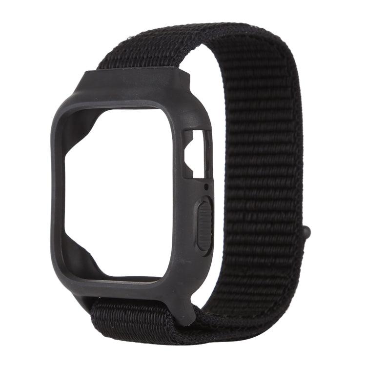 For Apple Watch Series 7 45mm / 6 & SE & 5 & 4 44mm / 3 & 2 & 1 42mm Nylon Watch Band with Hook and Loop Fastener (Black) - Watch Bands by buy2fix | Online Shopping UK | buy2fix