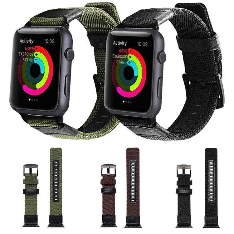 Jeep Style Nylon Wrist Watch Band with Stainless Steel Buckle for Apple Watch Series 3 & 2 & 1 42mm (Brown) by buy2fix
