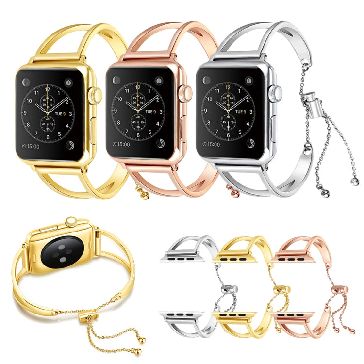 Letter V Shape Bracelet Metal Wrist Watch Band with Stainless Steel Buckle for Apple Watch Series 10 42mm / 9&8&7 41mm / SE 3&SE 2&6&SE&5&4 40mm / 3&2&1 38mm(Gold) by buy2fix