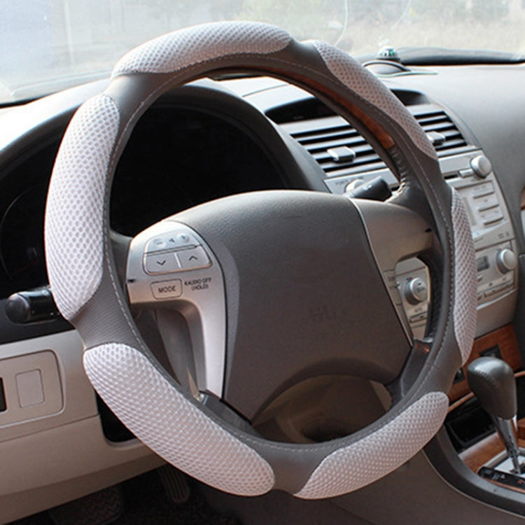 Sandwich Steering Wheel Cover (Colour: Grey and white glue, Adaptation Steering wheel diameter: 38cm) by buy2fix