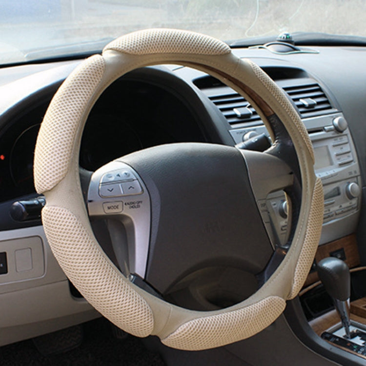 Sandwich Steering Wheel Cover (Colour: Beige and white glue, Adaptation Steering wheel diameter: 38cm) by buy2fix