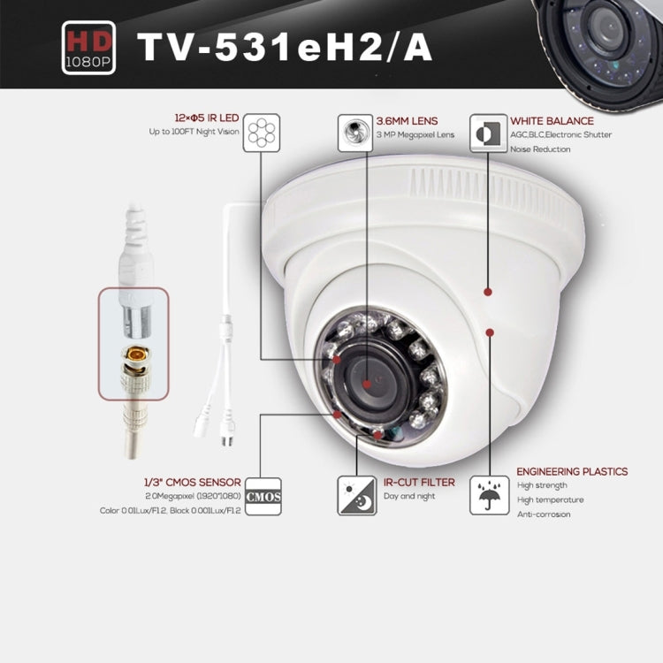 531eA CE & RoHS Certificated Waterproof 3.6mm 3MP Lens AHD Camera with 12 IR LED, Support Night Vision & White Balance - Dome Camera by buy2fix | Online Shopping UK | buy2fix