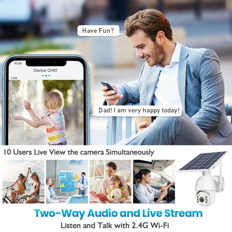 T16 1080P Full HD Solar Powered WiFi Camera, Support PIR Alarm, Night Vision, Two Way Audio, TF Card - Wireless Camera by buy2fix | Online Shopping UK | buy2fix