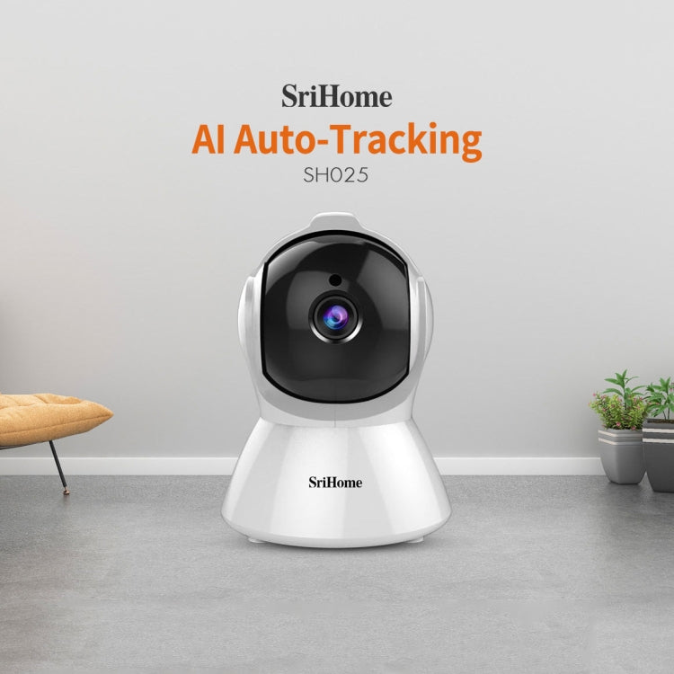 SriHome SH025 2.0 Million Pixels 1080P HD AI Auto-tracking IP Camera, Support Two Way Audio / Motion Tracking / Humanoid Detection / Night Vision / TF Card, UK Plug - Wireless Camera by SriHome | Online Shopping UK | buy2fix