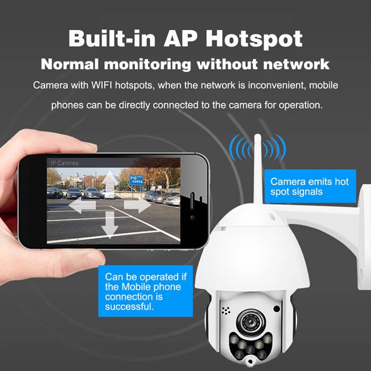 Wireless Surveillance Camera HD PTZ Home Security Outdoor IP66 Waterproof Network Dome Camera, Support Night Vision & Motion Detection & TF Card, UK Plug - Wireless Camera by buy2fix | Online Shopping UK | buy2fix