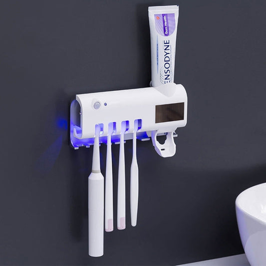 Ultraviolet Toothbrush Sterilizer Bathroom Wall-mounted Toothbrush Holder (White) by buy2fix